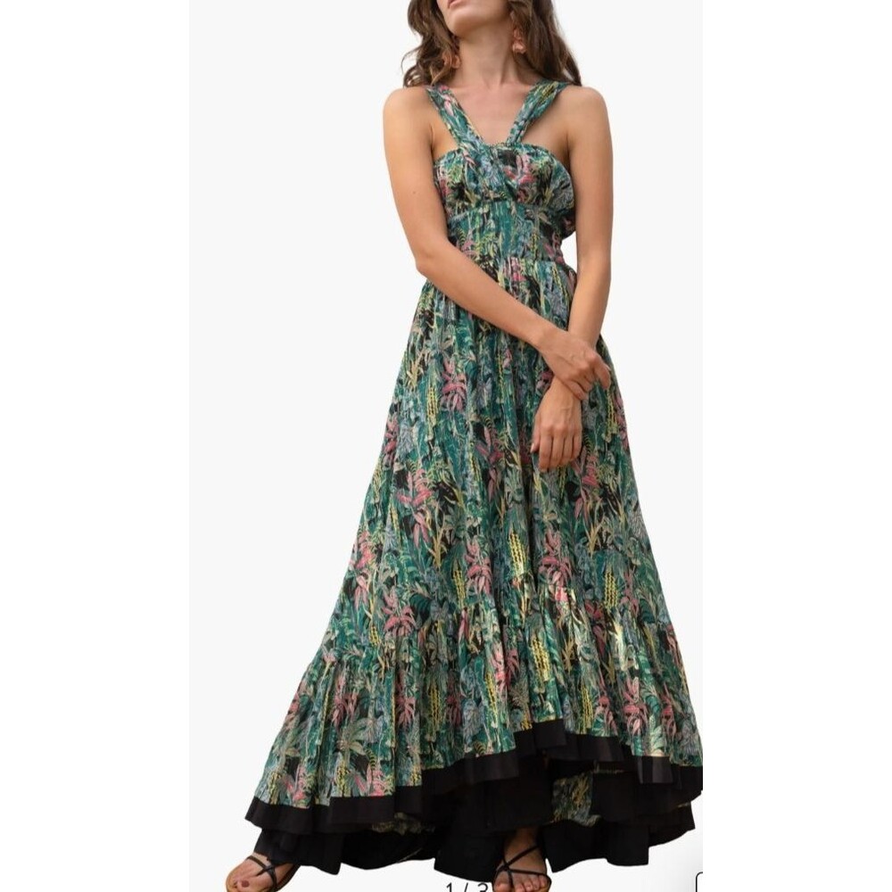 BAROK Maxi Dress Kitsch & Pop Edition Floral Print Cross Neck Tiered Large Lined